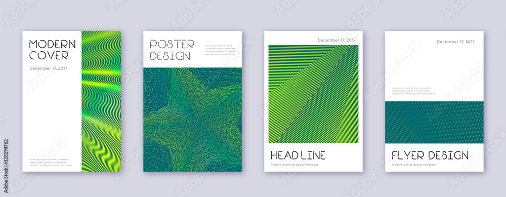 Fototapeta premium Minimal brochure design template set. Green abstra
