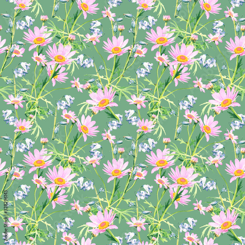 Field flowers  seamless pattern  template.