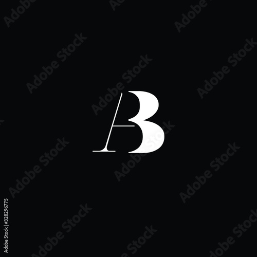 Creative Professional Trendy and Minimal Letter AB Logo Design in Black and White Color , Initial Based Alphabet Icon Logo in Editable Vector Format