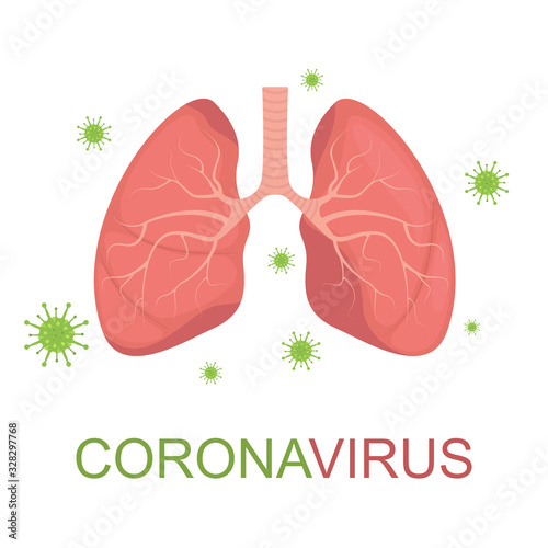 Coronavirus causing pneumonia of the lungs. Virus causing pneumonia. 2019-nCov coronavirus epidemic. Lungs infected with  coronavirus.