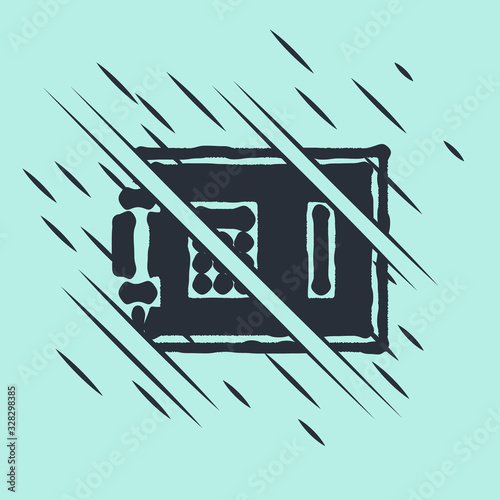 Black Safe icon isolated on green background. The door safe a bank vault with a combination lock. Reliable Data Protection. Glitch style. Vector Illustration