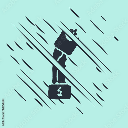 Black Police electric shocker icon isolated on green background. Shocker for protection. Taser is an electric weapon. Glitch style. Vector Illustration