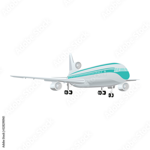 Large passenger jet airliner realistic white background isolated