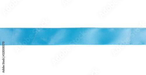 blue silk ribbon isolated on white background, design element for gift decor