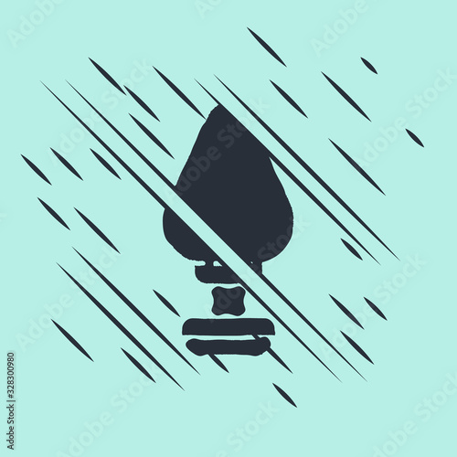 Black Anal plug icon isolated on green background. Butt plug sign. Fetish accessory. Sex toy for men and woman. Glitch style. Vector Illustration