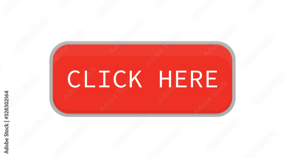 Click here red button on flat. Web banner vector illustration. Click here red button on flat. Web banner vector illustration.