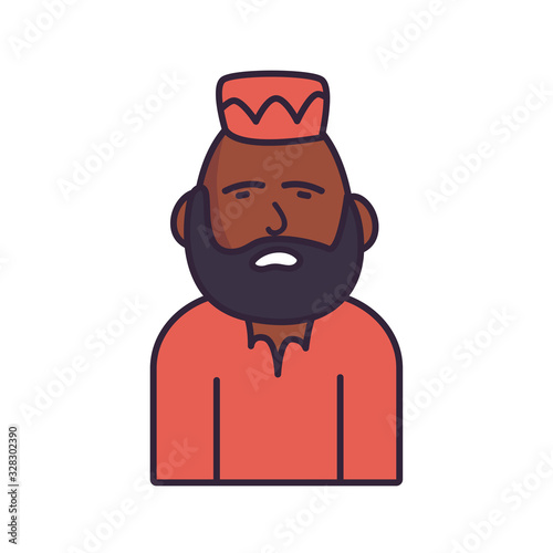 Isolated avatar man with beard fill style icon vector design