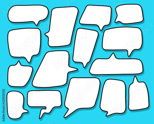 Vector set of speech bubbles. Comic talk. Isolated from white background.