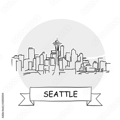 Seattle Cityscape Vector Sign