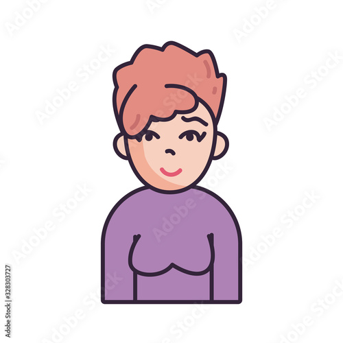Isolated avatar woman wth sweater fill style icon vector design