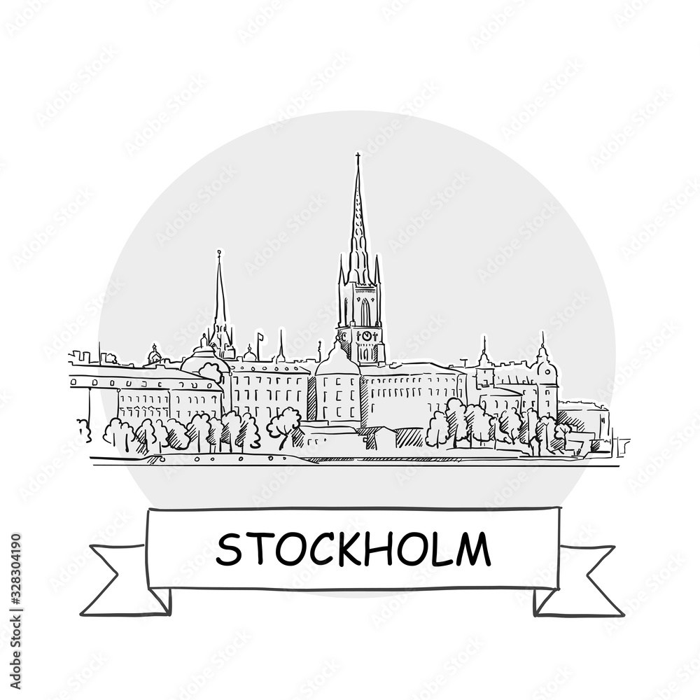 Stockholm Cityscape Vector Sign