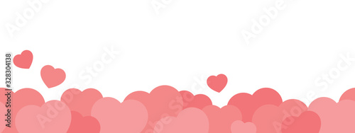 Cute pink heart bottom border seamless pattern. Perfect for Valentine's day.