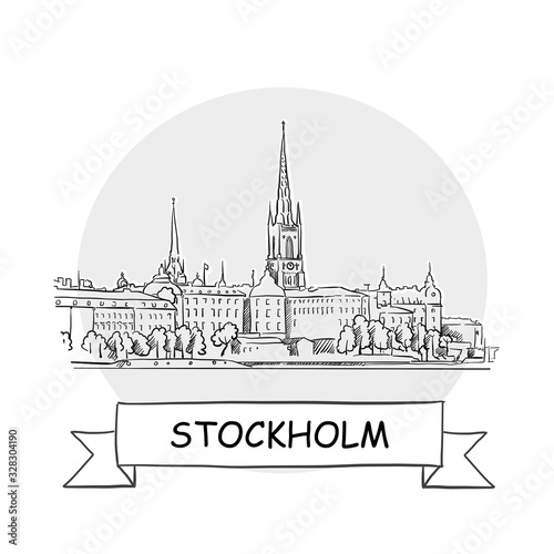 Stockholm Cityscape Vector Sign