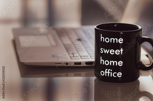 cup of coffee and computer