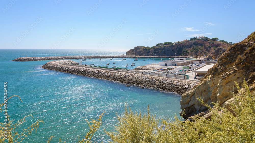 View of fishing port in Albufeira in Portugal