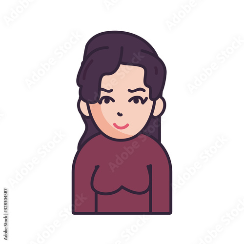 Isolated avatar woman wth sweater fill style icon vector design