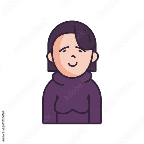 Isolated avatar woman wth sweater fill style icon vector design