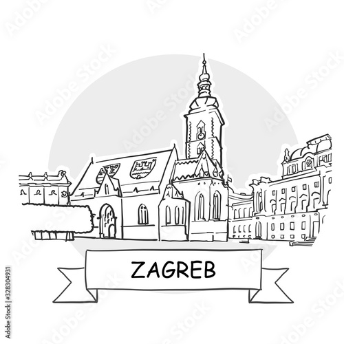 Zagreb Cityscape Vector Sign photo