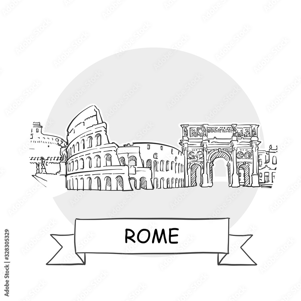 Rome Cityscape Vector Sign