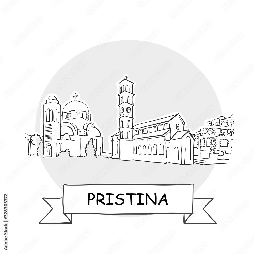 Pristina Cityscape Vector Sign
