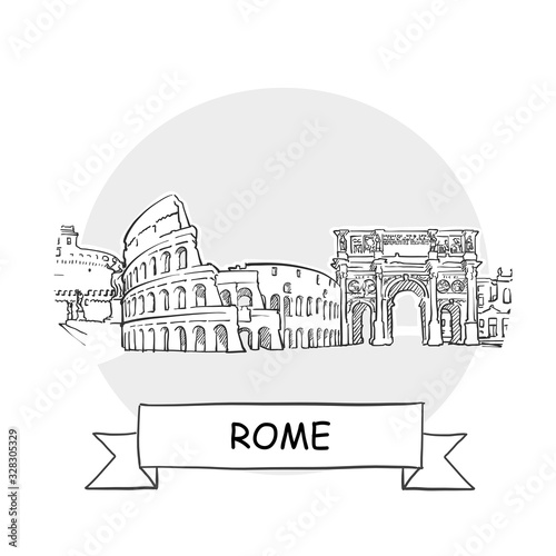 Rome Cityscape Vector Sign