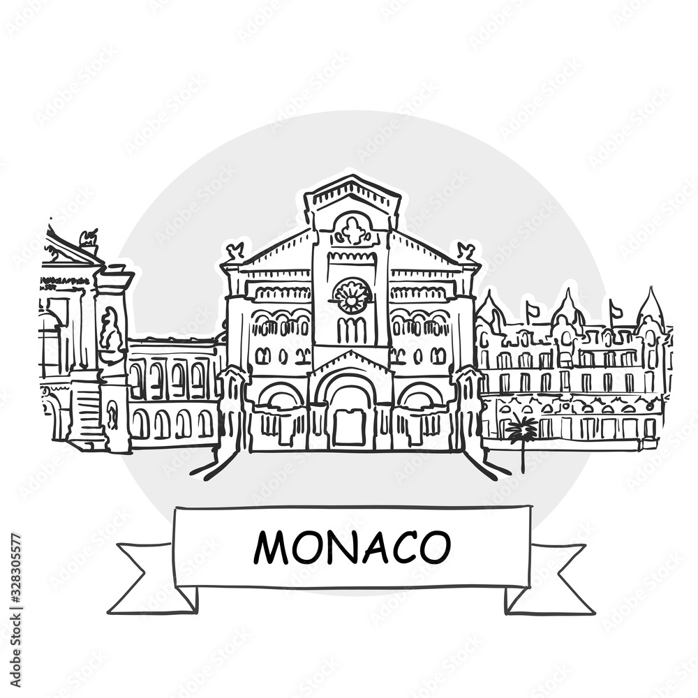 Monaco Cityscape Vector Sign