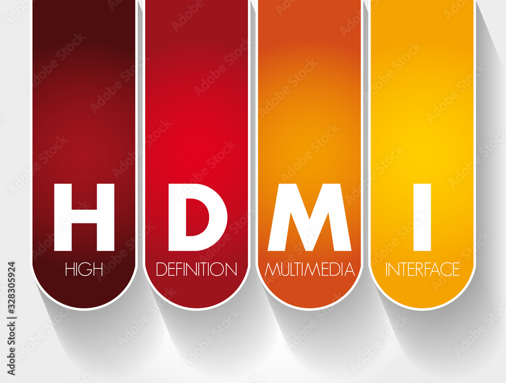 HDMI - High Definition Multimedia Interface acronym, technology concept background HDMI - High Definition Multimedia Interface acronym, technology concept background