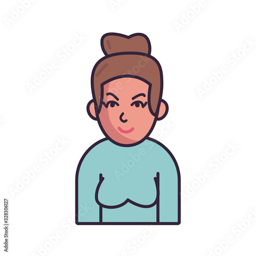 Isolated avatar woman wth sweater fill style icon vector design