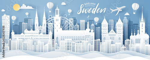 Paper cut of Korea landmark, travel and tourism concept, eps 10 vector.