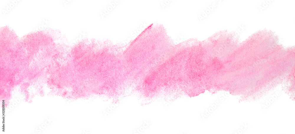 Saturated pink watercolor stripe with texture background.