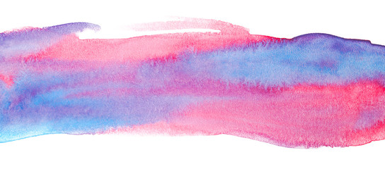 Saturated blue-red watercolor stripe with texture background.
