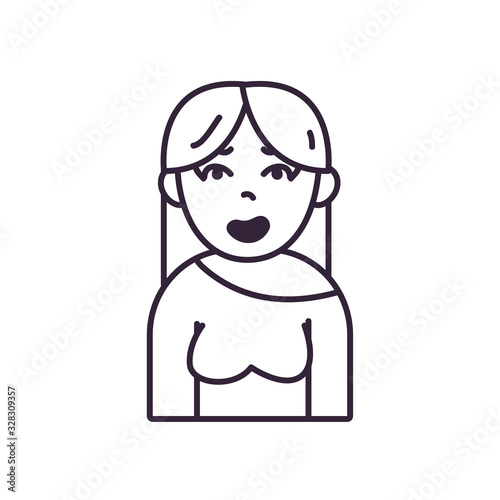 Isolated avatar woman wth sweater line style icon vector design