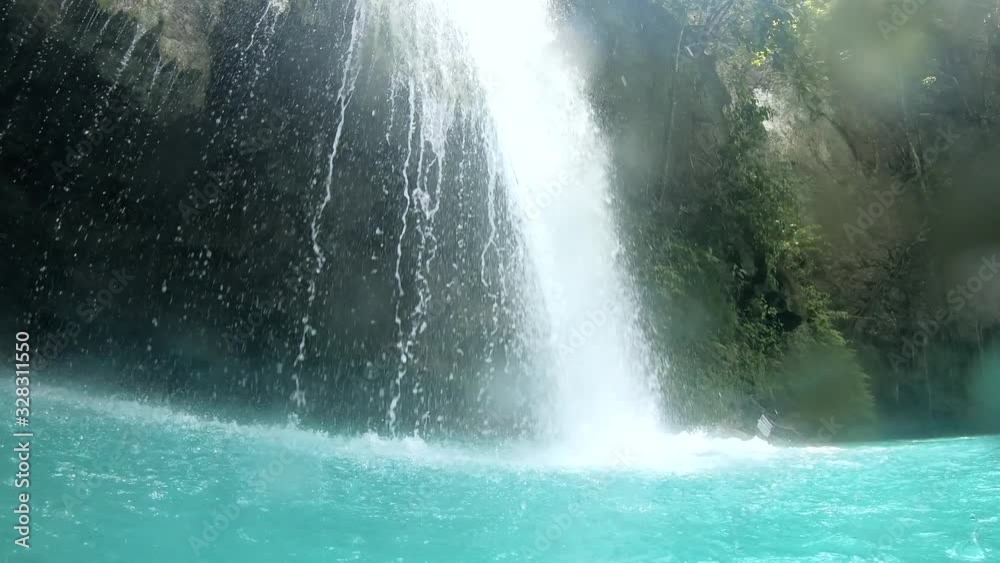 POV shot approaching waterfall; wide angle shot. POV shot approaching waterfall; wide angle shot.