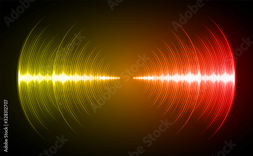 Sound waves oscillating dark orange light