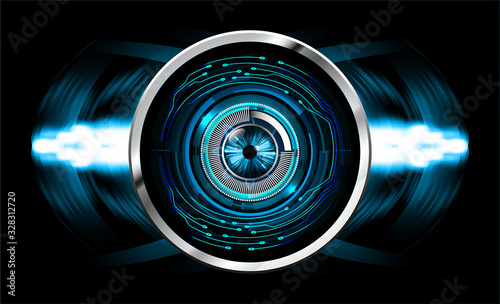 Blue  eye cyber circuit future technology concept background