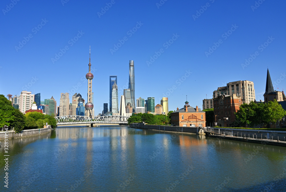 Modern landmark buildings on the skyline of Shanghai, China