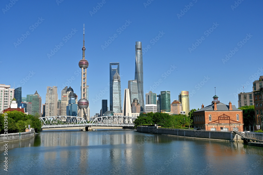 Modern landmark buildings on the skyline of Shanghai, China