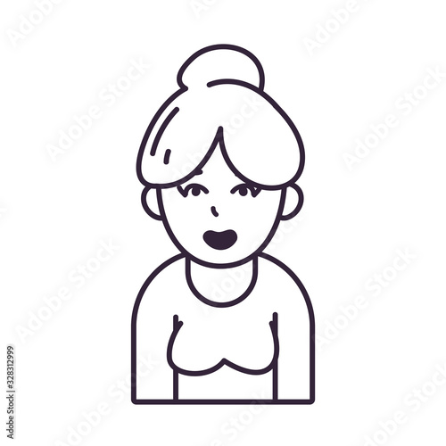 Isolated avatar woman wth sweater line style icon vector design
