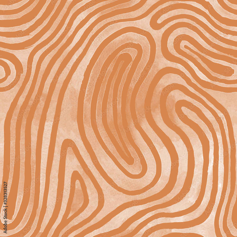 Peach abstract striped watercolor seamless pattern inspired by tribal body paint. Raster. Peach abstract striped watercolor seamless pattern inspired by tribal body paint. Raster.