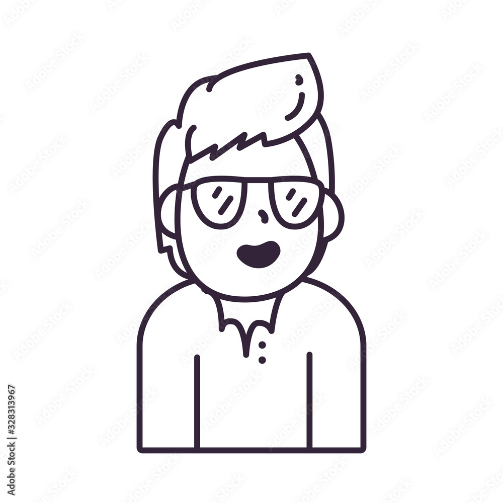 Isolated avatar man with glasses line style icon vector design