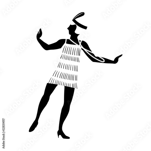 Woman dancing charleston. Girl silhouette. 1920s style. Flat vector illustration.