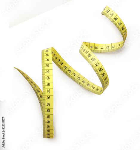 centimeter tape measure on a white background