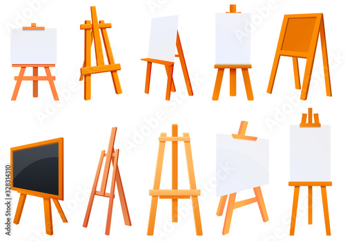 Easel icons set. Cartoon set of easel vector icons for web design