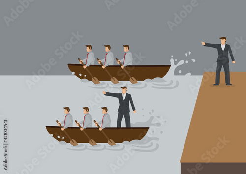Different Syles of Leadership Cartoon Vector Illustration