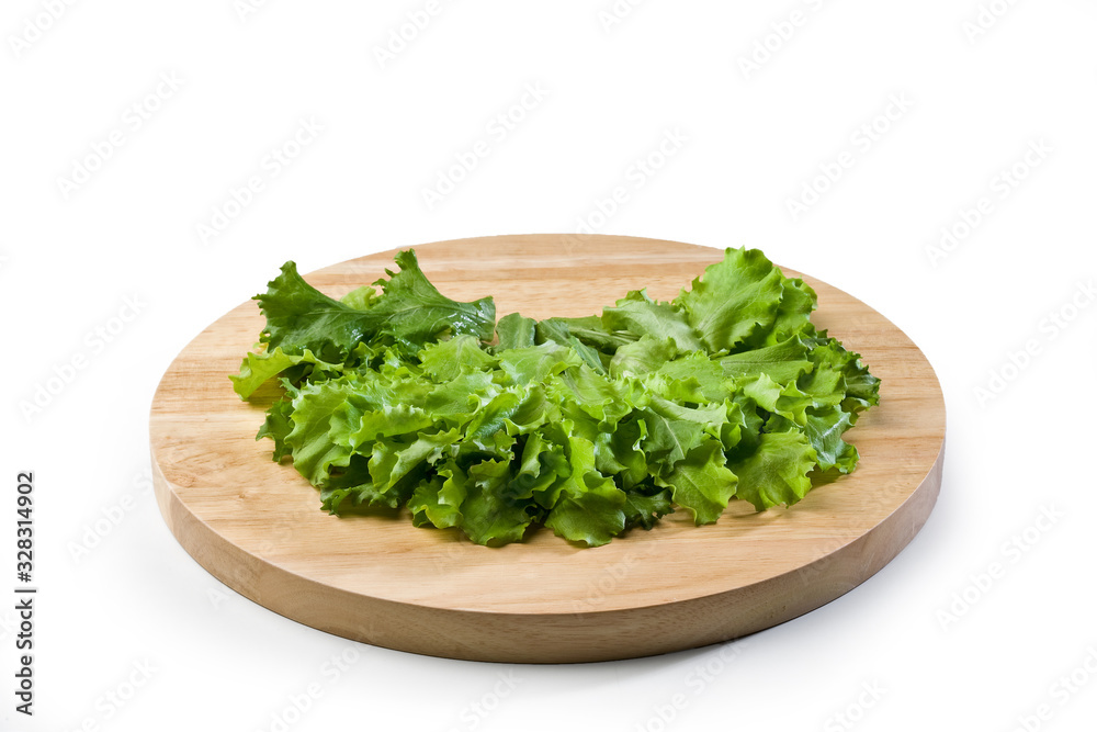 Plate with Lettuce Leaves - Isolated on White Background Plate with Lettuce Leaves - Isolated on White Background