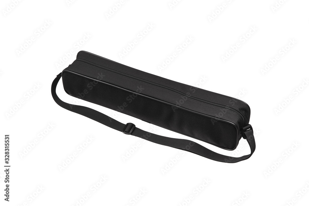 Black nylon waist pouch isolated on white background. A youth bag for storing and carrying trifles, money, a phone, keys and other things. Black nylon waist pouch isolated on white background. A youth bag for storing and carrying trifles, money, a phone, keys and other things.
