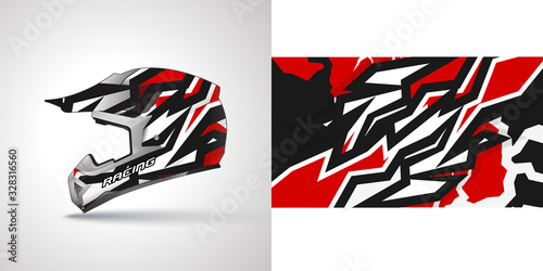Racing helmet wrap decal and vinyl sticker design illustration.