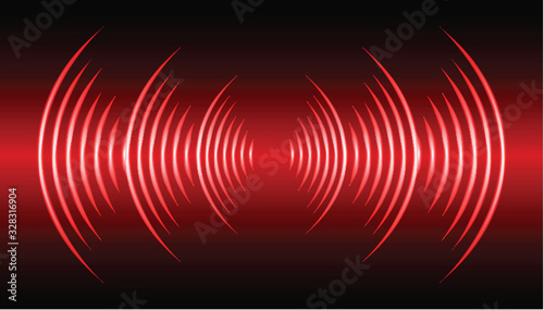 Sound waves oscillating dark red light