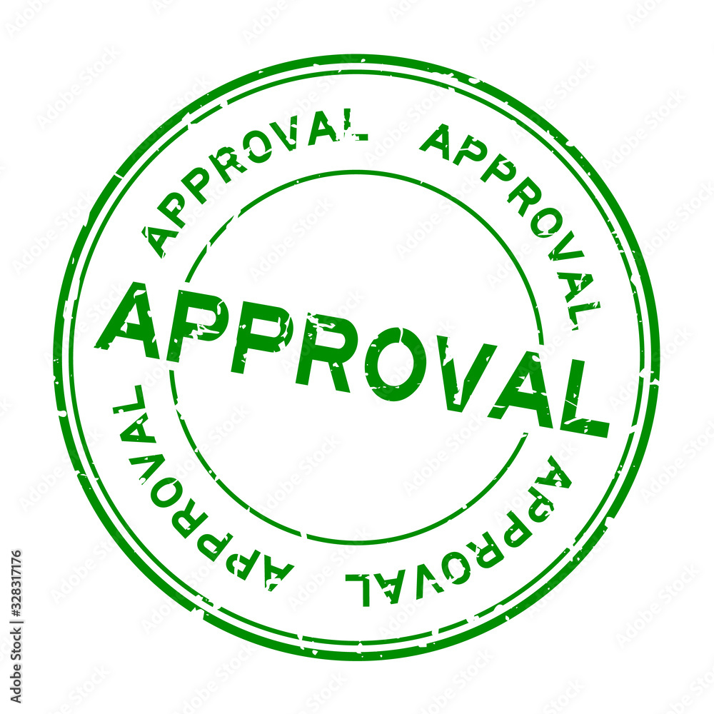 Grunge green approval word round rubber seal stamp on white background Grunge green approval word round rubber seal stamp on white background