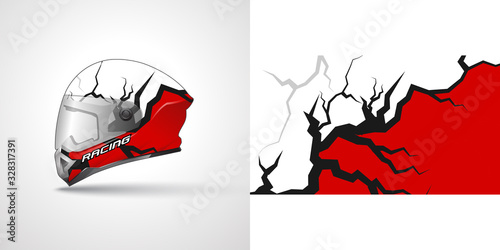 Racing helmet wrap decal and vinyl sticker design illustration.